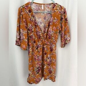 Xhilaration Pink and Tan Floral Dress